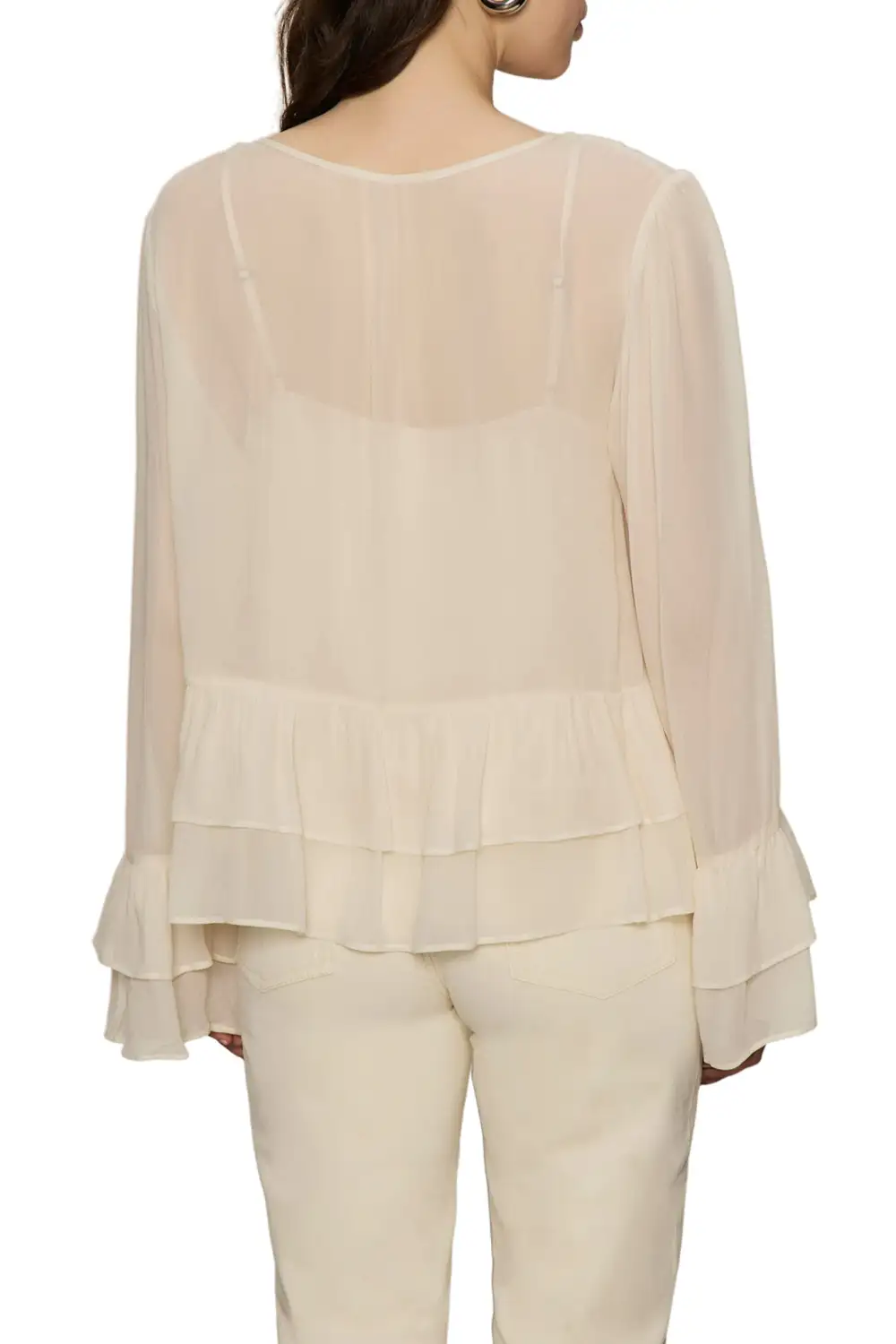Mesh Ruffle Relaxed Blouse