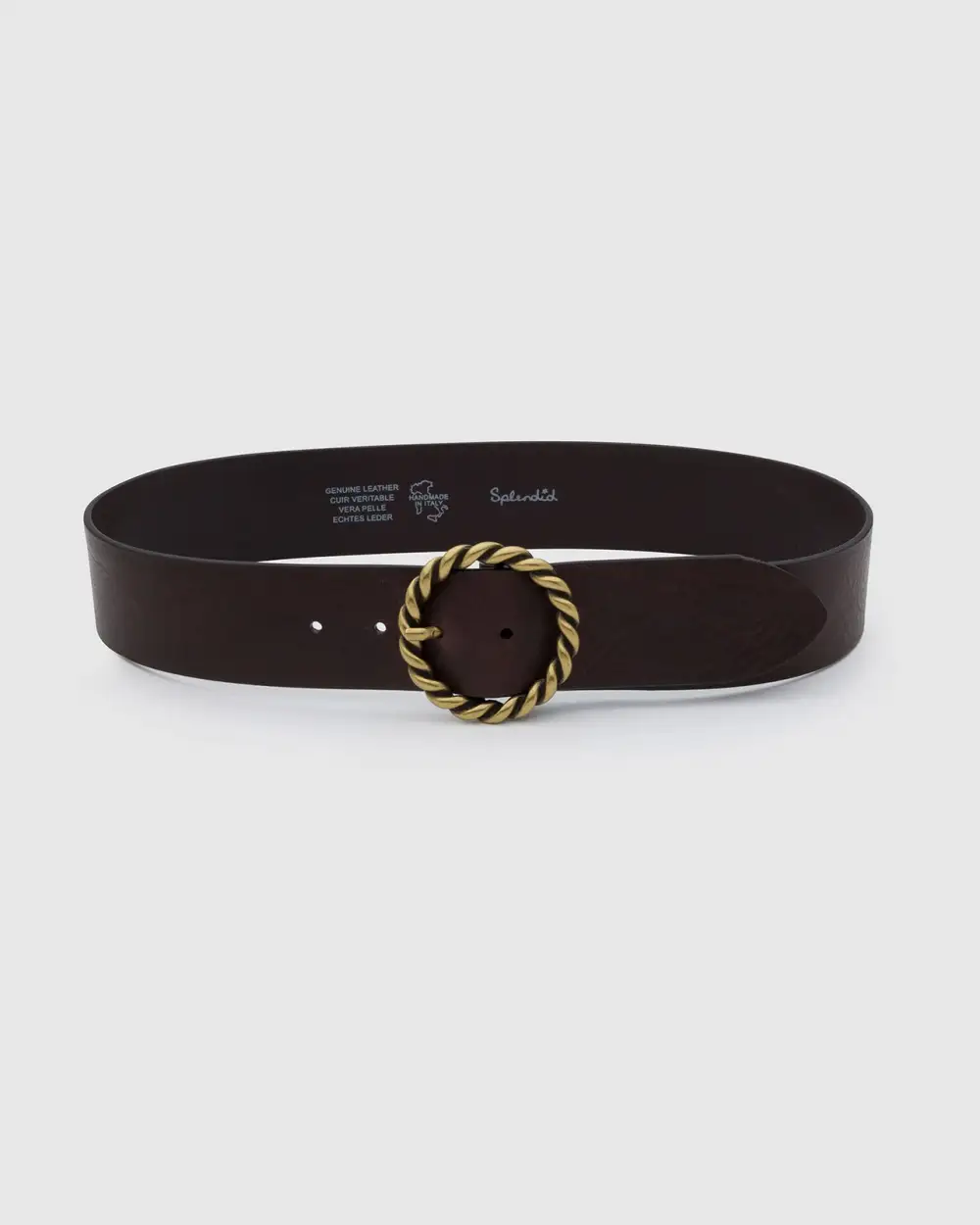 Wide Leather Twist Buckle Belt