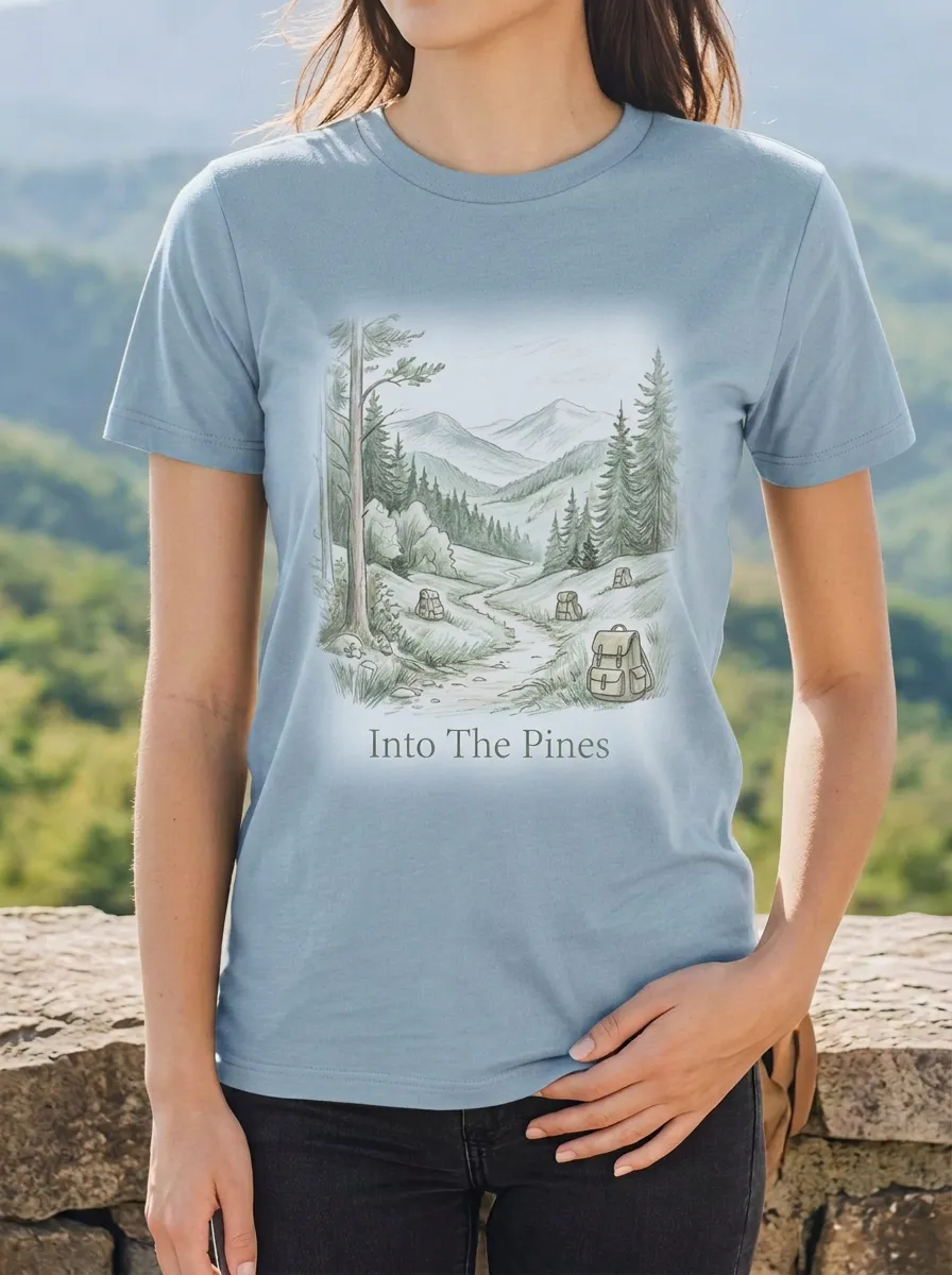 Women's Hiking Nature Lover Mountain Forest Backpack Printed T-shirt