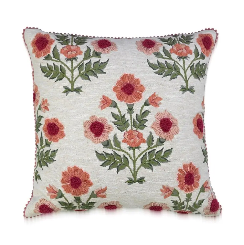 Hand Embroidered Floral Paisley Decorative Cushion Cover