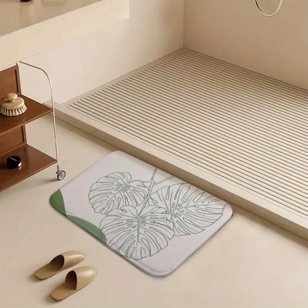 Monstera Line Art Bath Mat