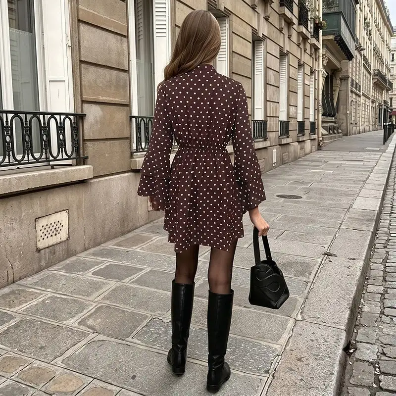 Women's Polka-Dot Ruffled Dress