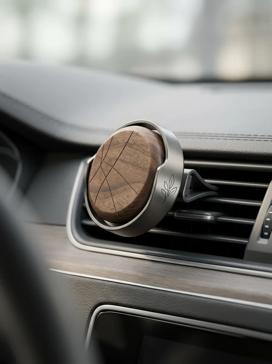 Geometric Wood-Grain Car Air Freshener