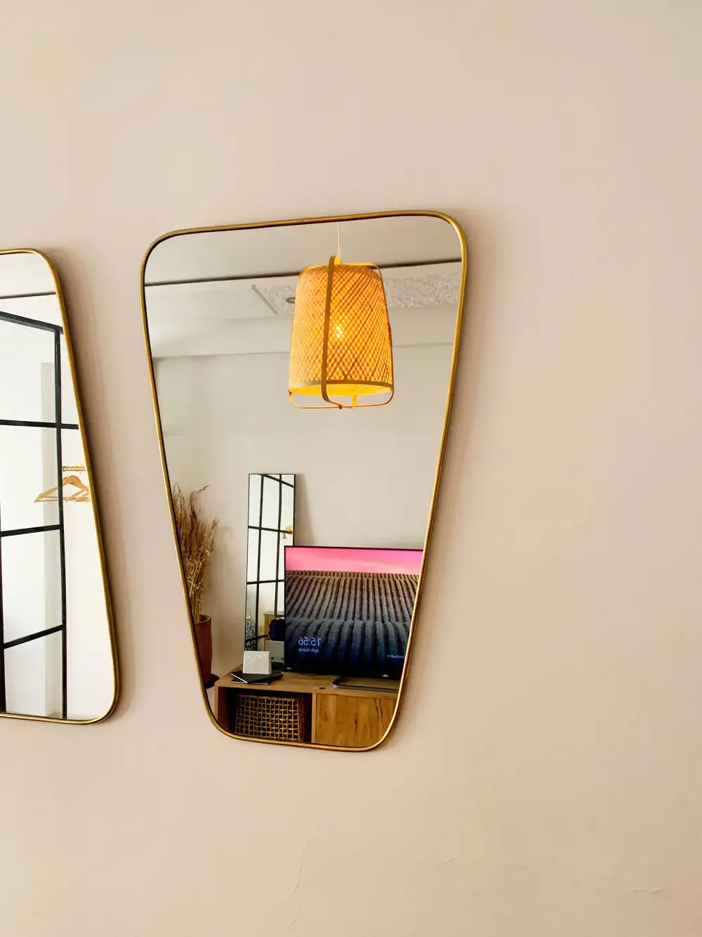 Geometric Triangle Brass Wall Mirror