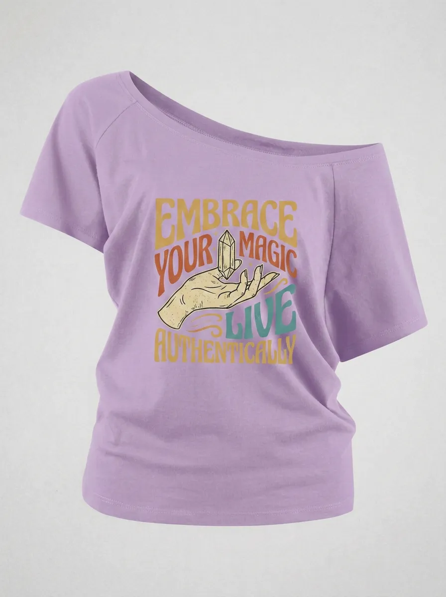 Spiritual Magic Crystal Hand Off-Shoulder Top