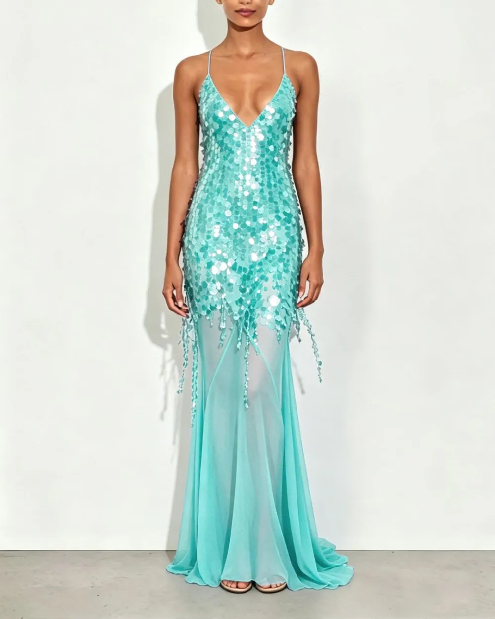 Sequin Sheer Mermaid Evening Gown