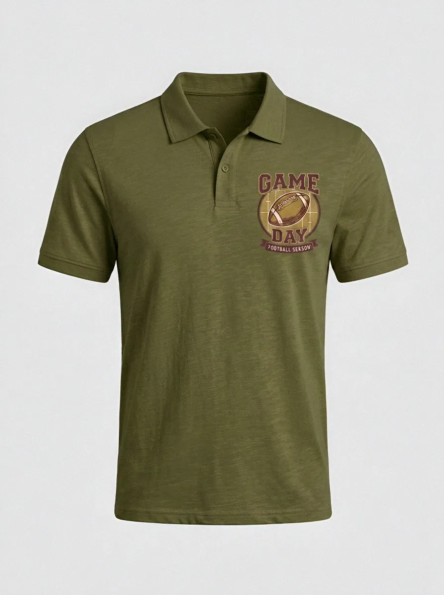 Men's Football Fan Game Day Graphic Printed Polo Shirt