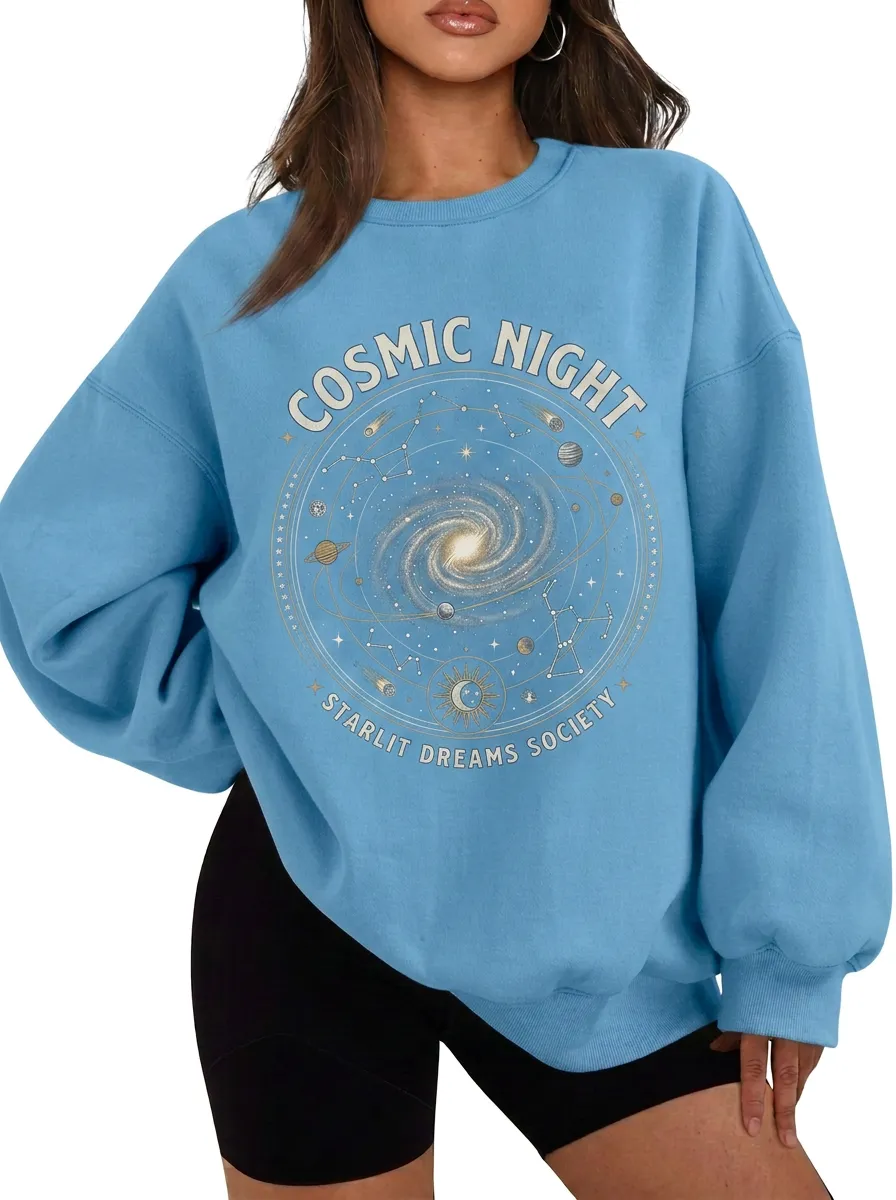 Women's Astronomy Lover Cosmic Night Galaxy Printed T-shirt