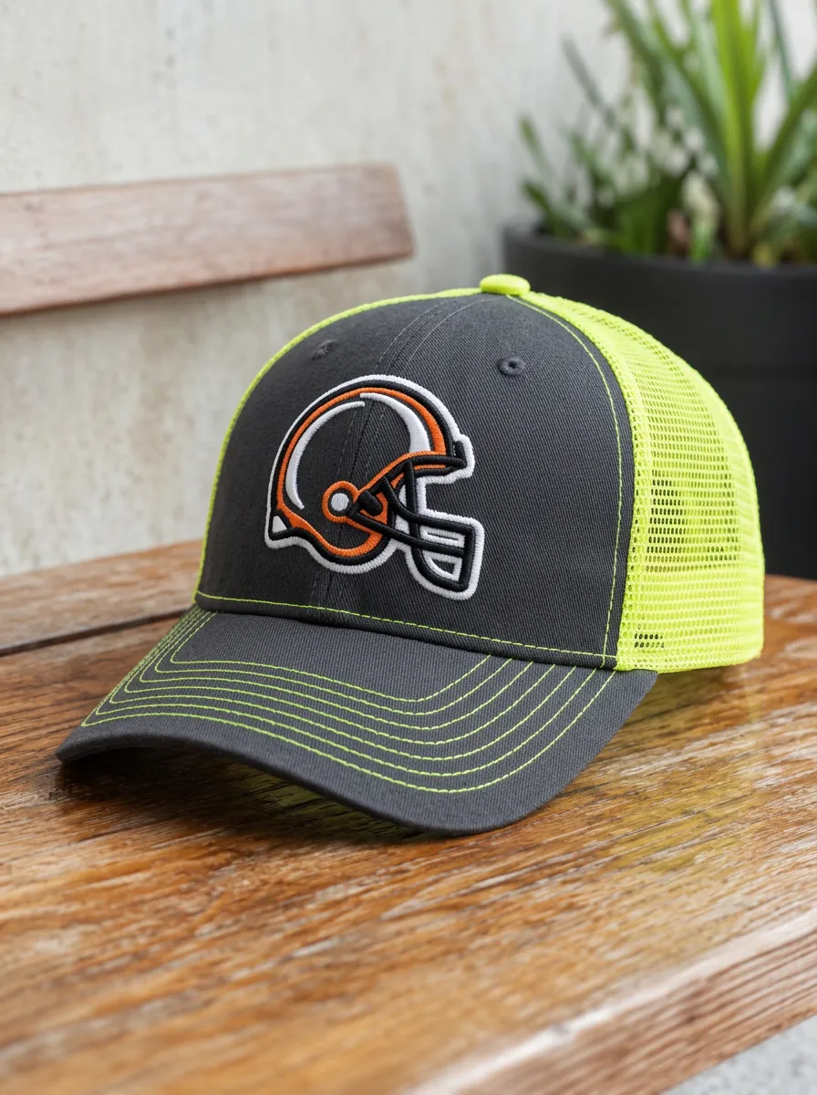 Unisex Football Fan Cleveland Helmet Embroidered Mesh Trucker Cap
