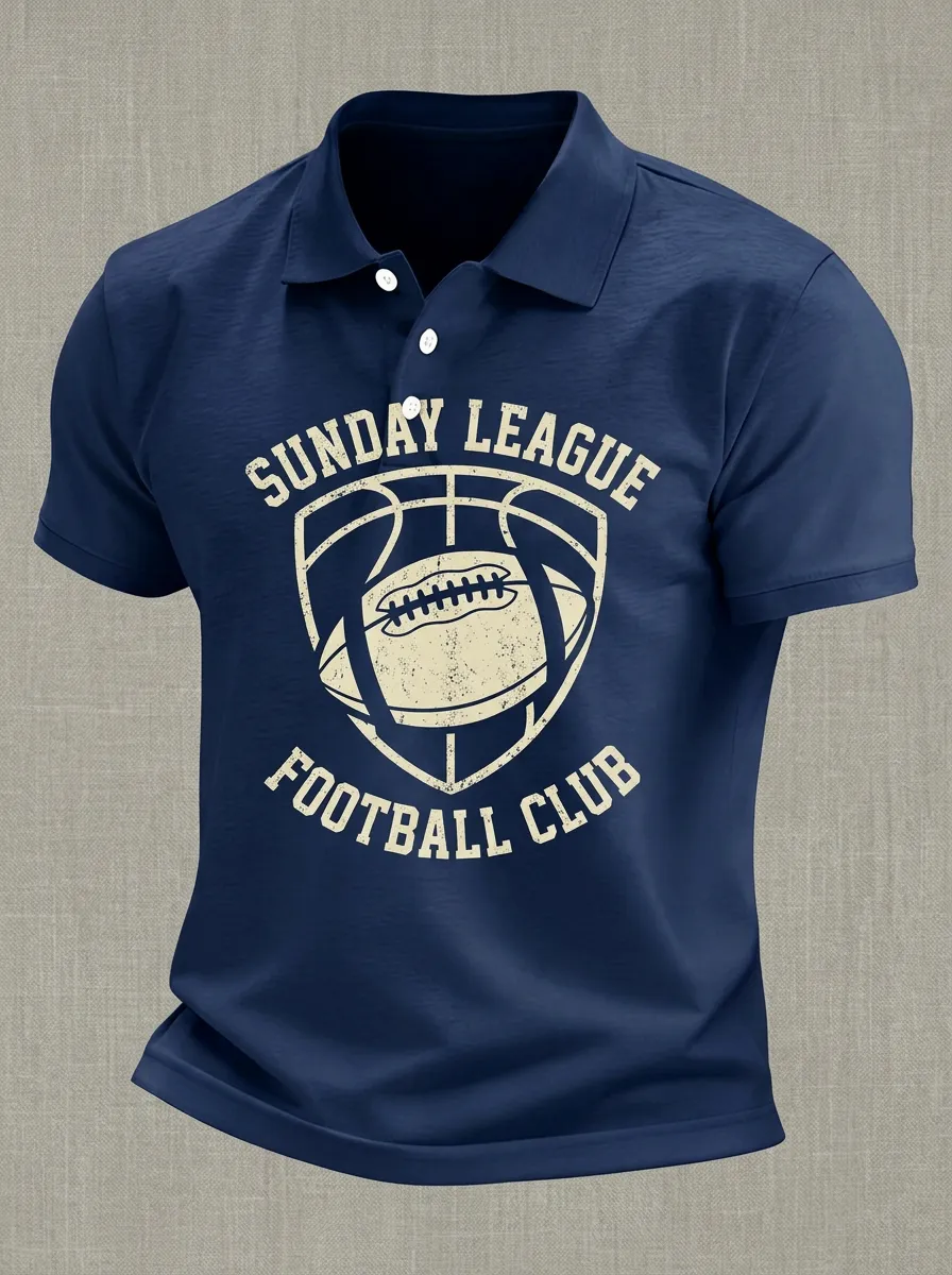 Men's Sunday League Football Club Shield Printed Polo Shirt