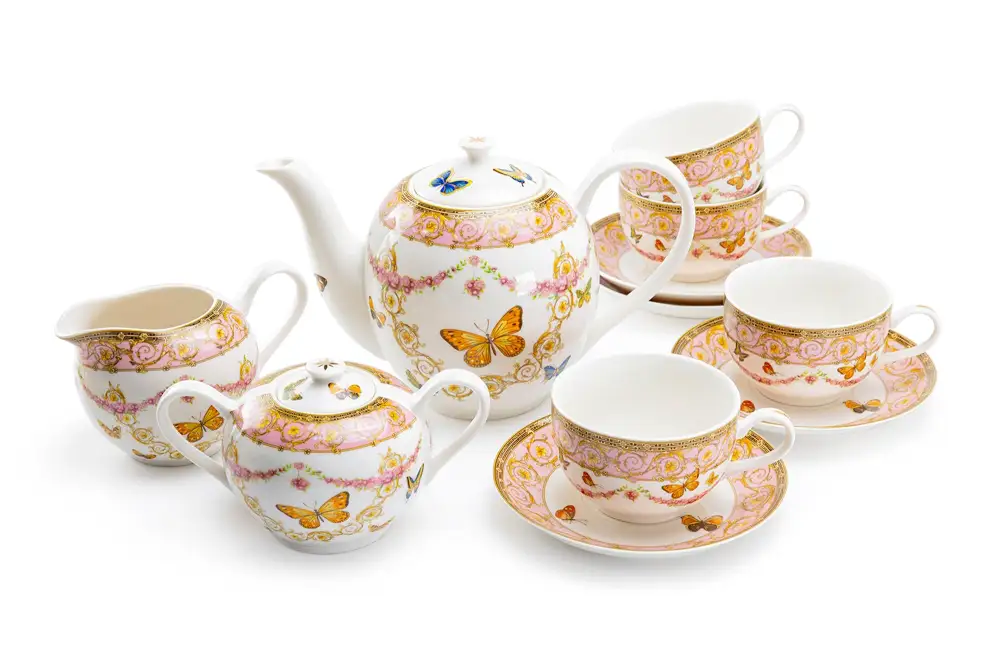 Classic Butterflies Ornament Porcelain Tea Set