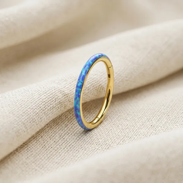 Surgical-Steel Opal Hinged Hoop Ring