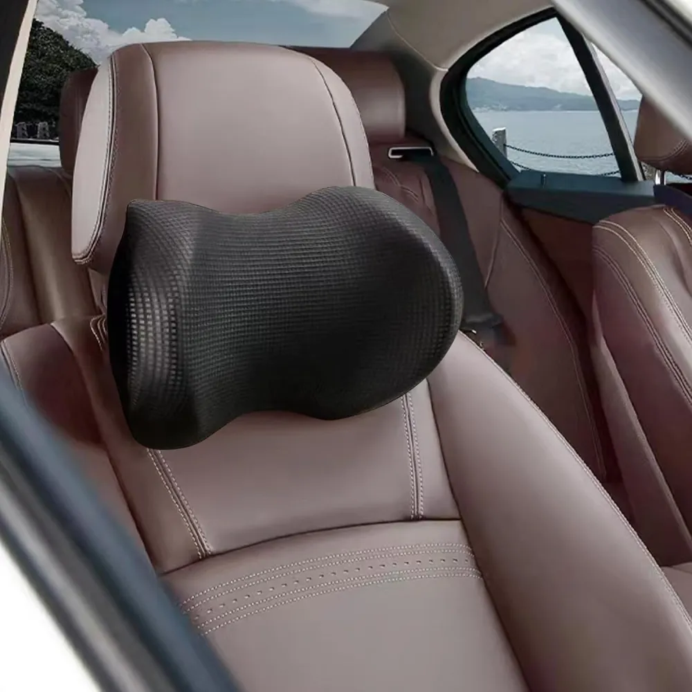 Super Soft Car Headrest Pillow, 100% Memory Foam Car Neck Pillow with Adjustable Strap & Breathable Removable Cover, Ergonomic Design - Travel Pillow Car Pillow for Neck/Back Pain Relief(Black, 1PC)