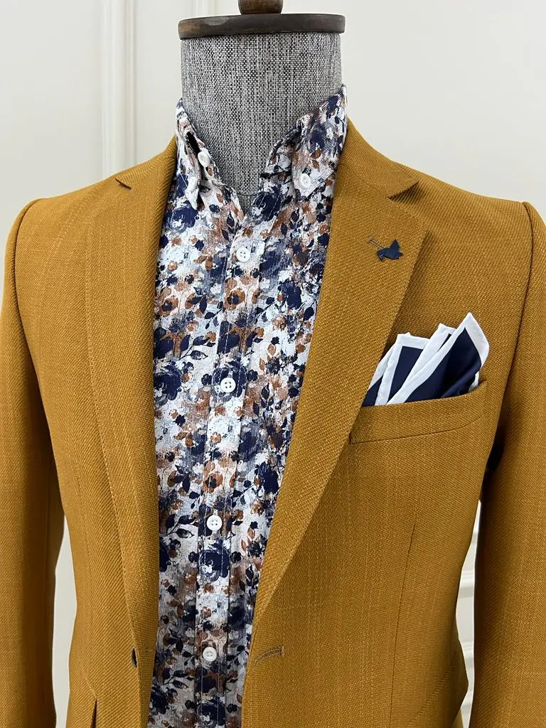 Contemporary Slim Fit Mono Collar Blazer