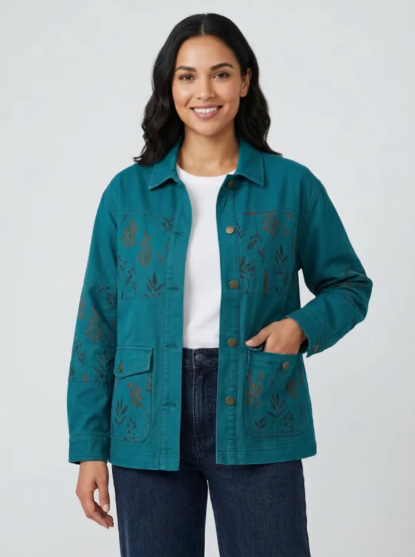 Women's Camden Botanical Leaf Pattern Jacket