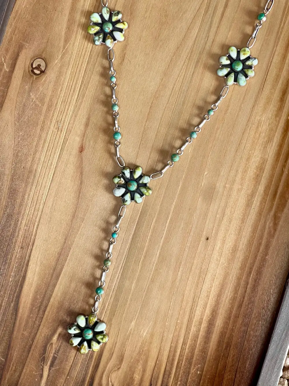 Cluster Drop Turquoise Sterling Silver Necklace