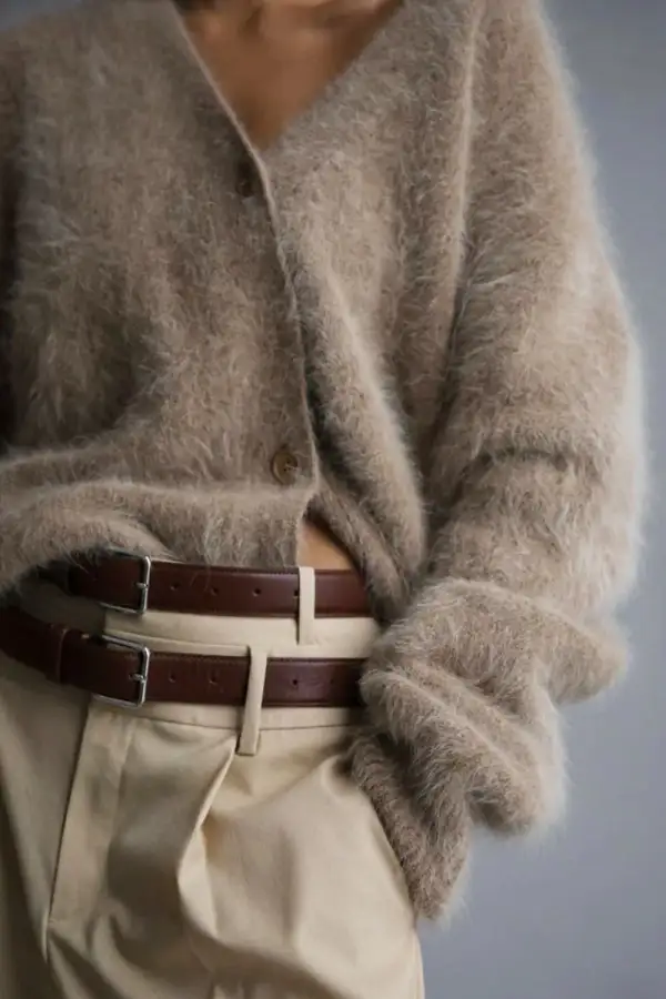 Button Down Fuzzy Long Sleeve Cardigan
