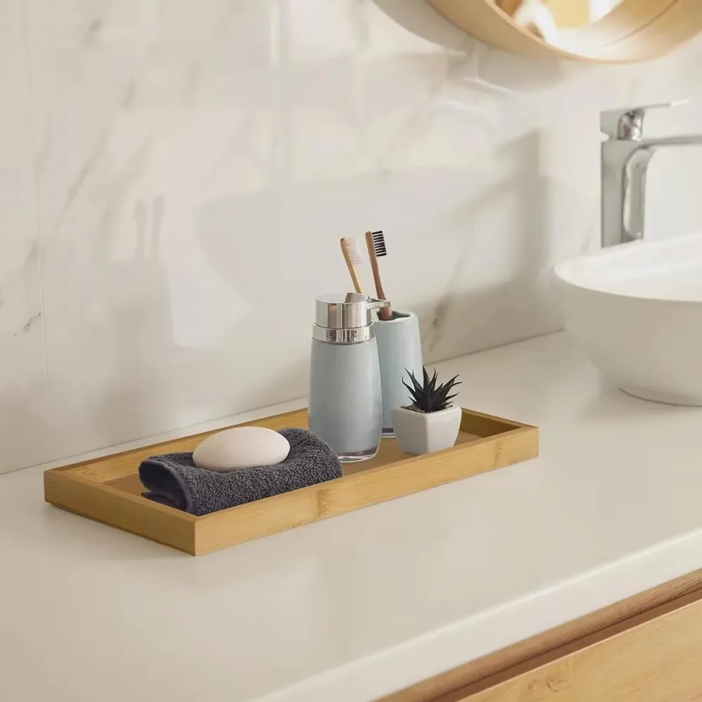 Bamboo Bathroom Storage Tray