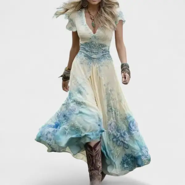Floral Boho Flowing Casual Dress