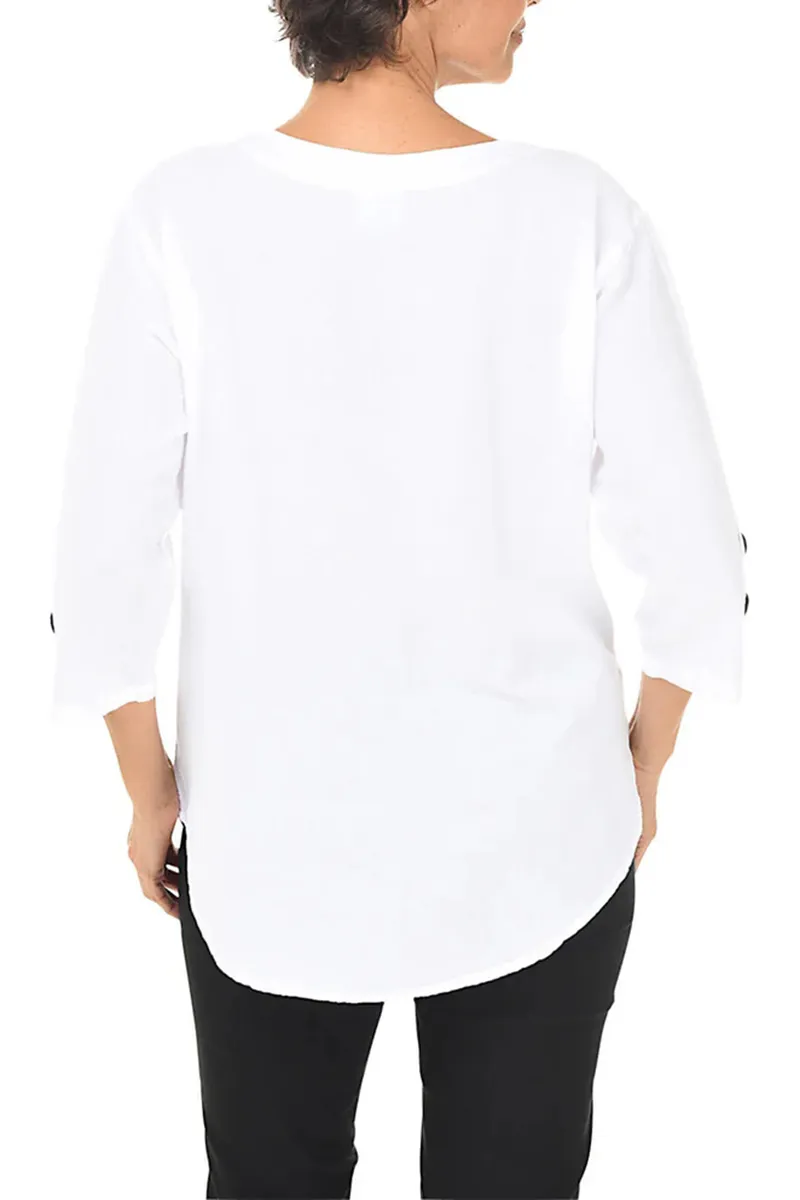Triple Button Sleeve Crinkle Top