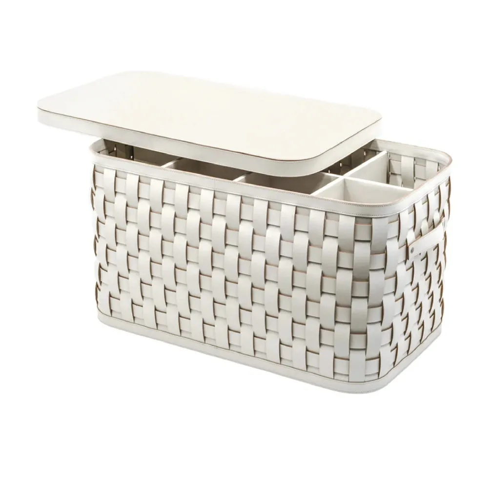 Woven Leather Shoes Basket