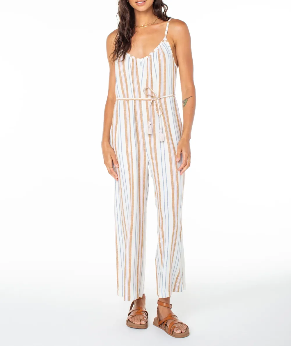 Striped V-Neck Halter Top With Sleeves
