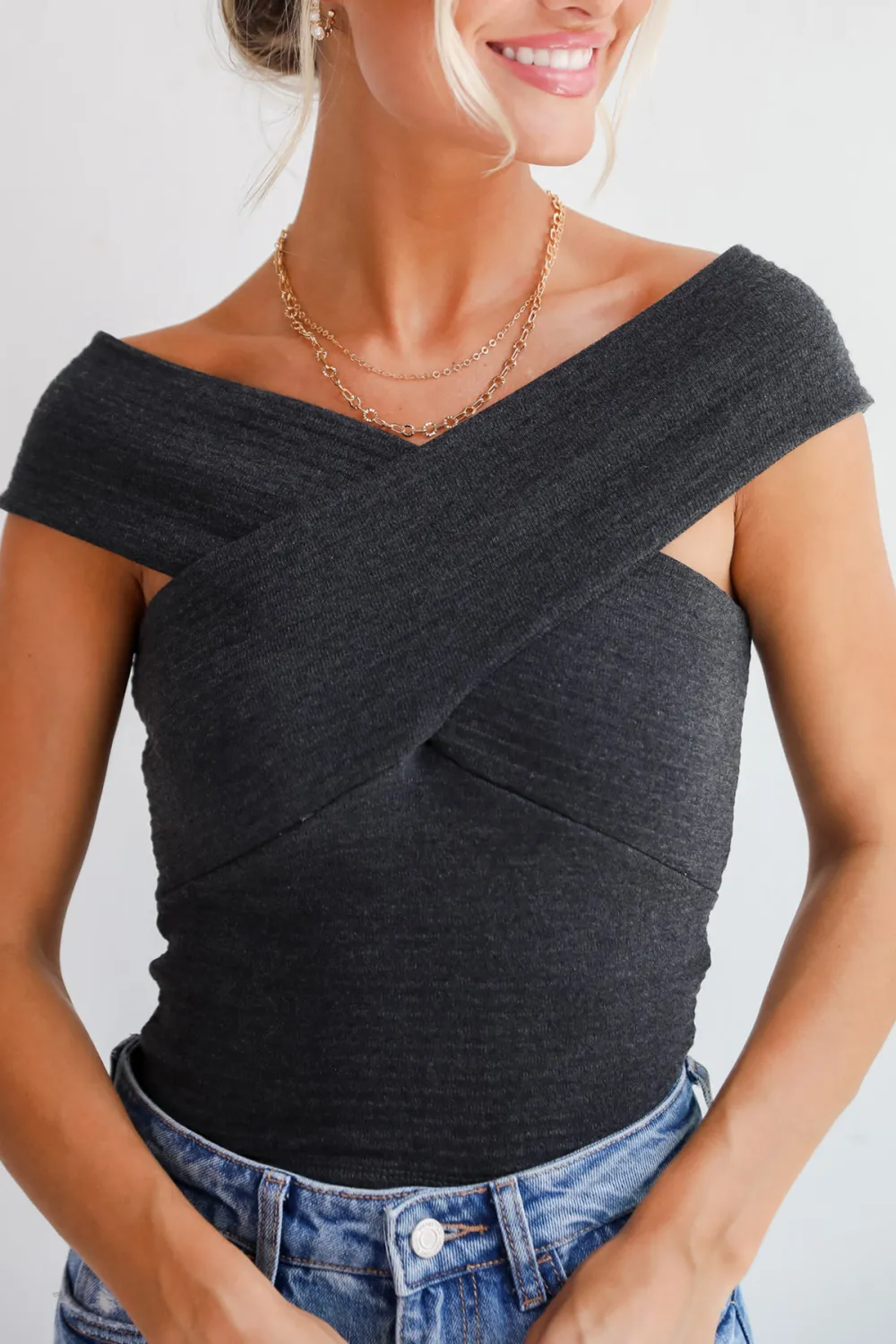 Skinny Knit Crossover Tank