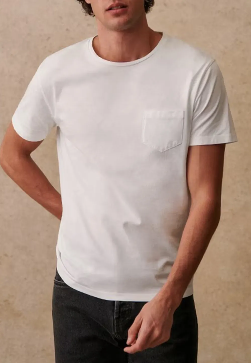 White Pocket Crew Neck Everyday Basic T-Shirt