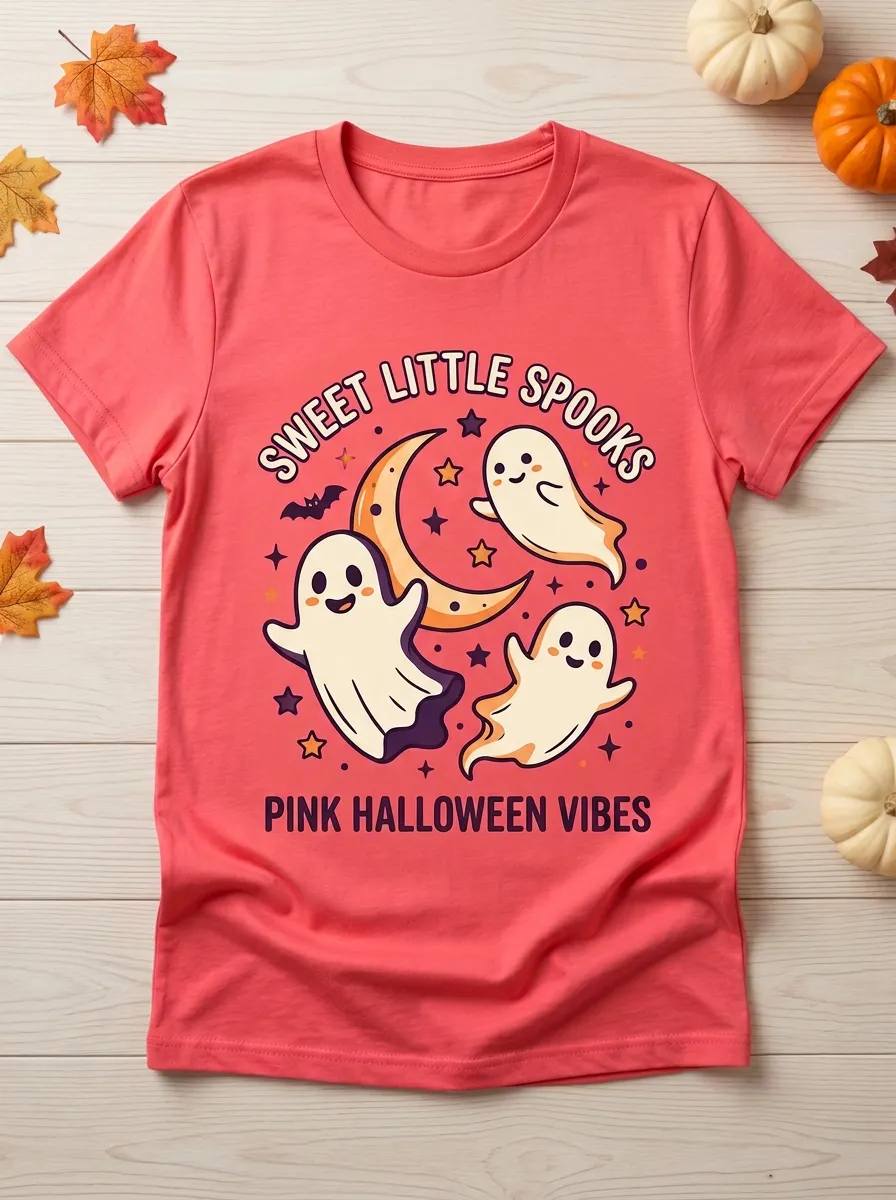 Witchy Ghost Moon Halloween Graphic T-Shirt