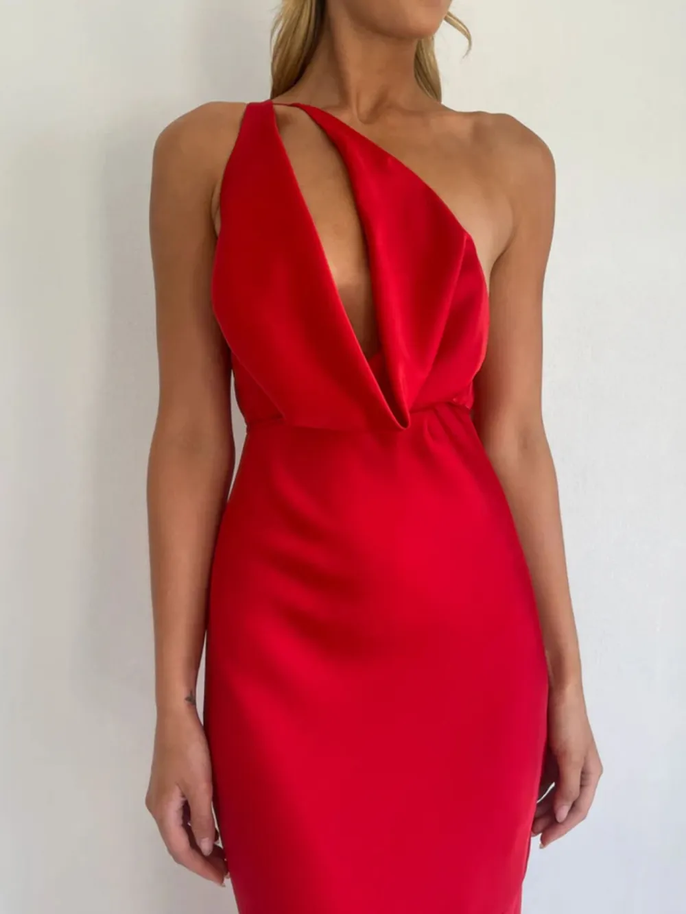 Ruched Halter Satin Maxi Dress