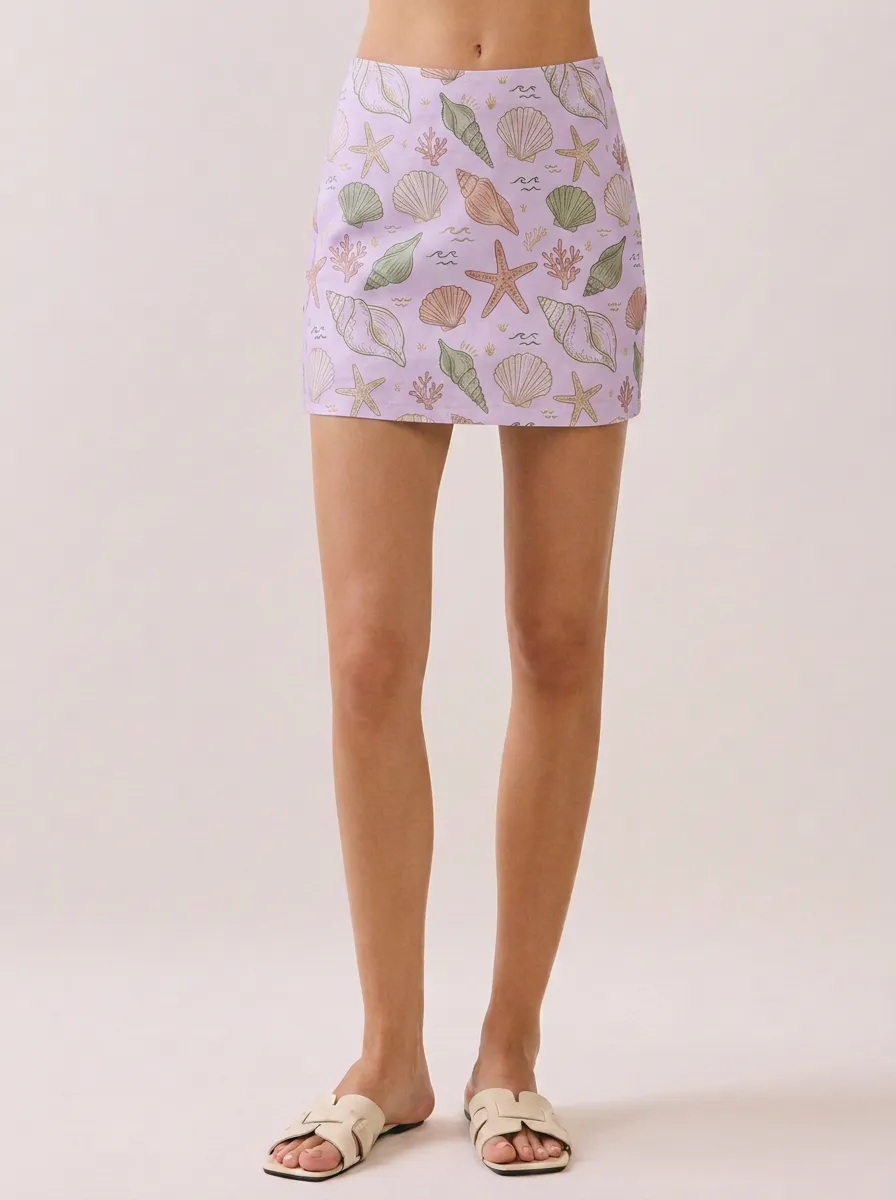 Women's Beach Lover Seashell Starfish Printed Mini Skirt