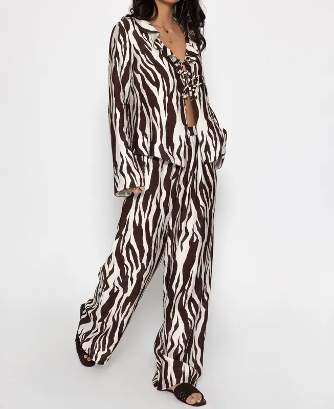 Brown Print Everyday Pants