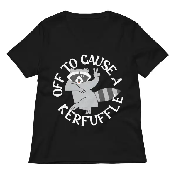 Kerfuffle Print V Neck Tee