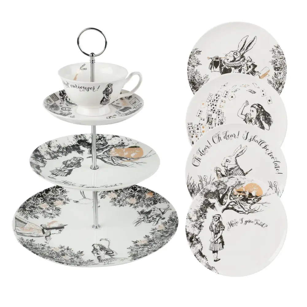 Three Tier Cake Serving Stand and Cake Plates Set