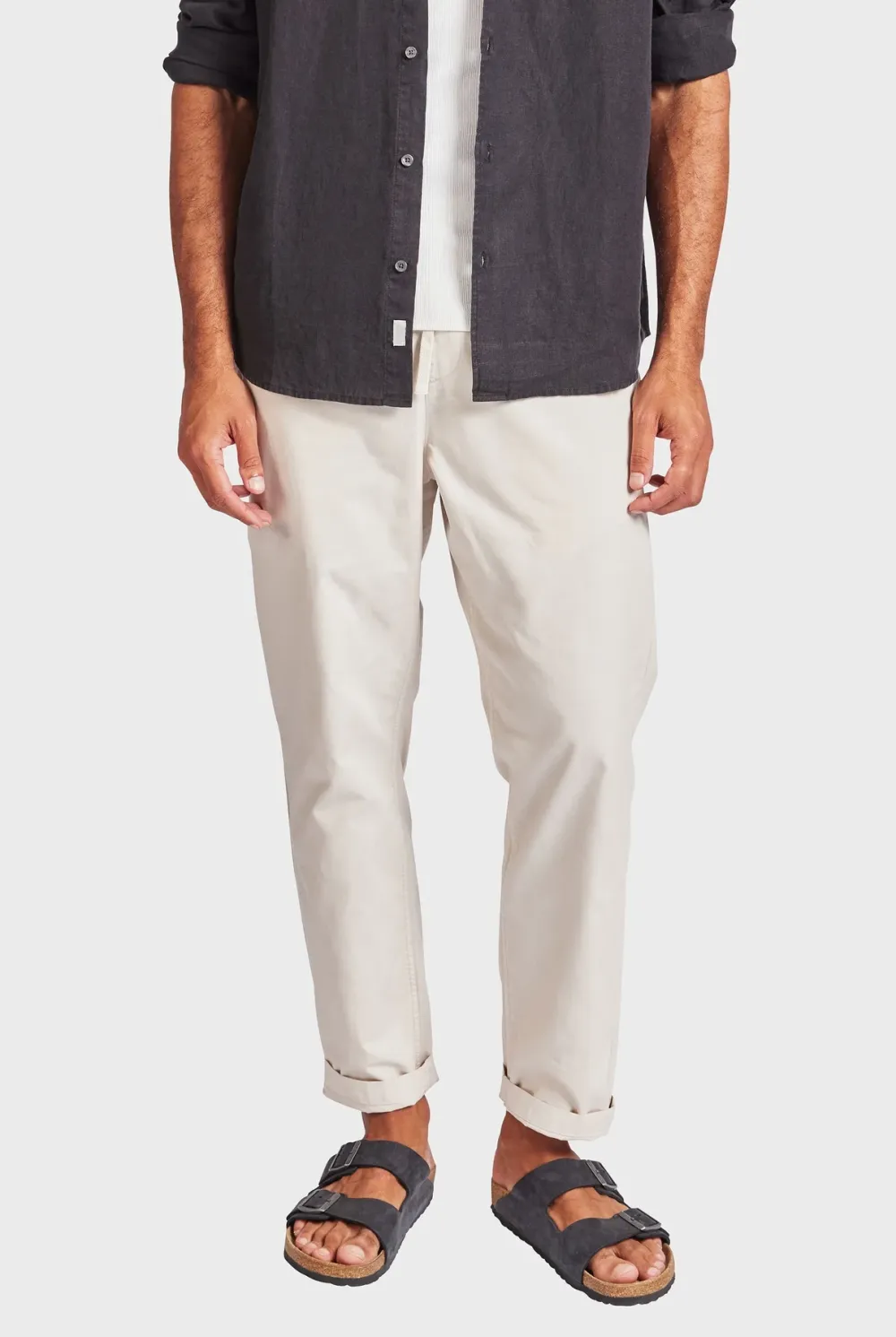 Relaxed Straight Leg Cotton Chino Trousers