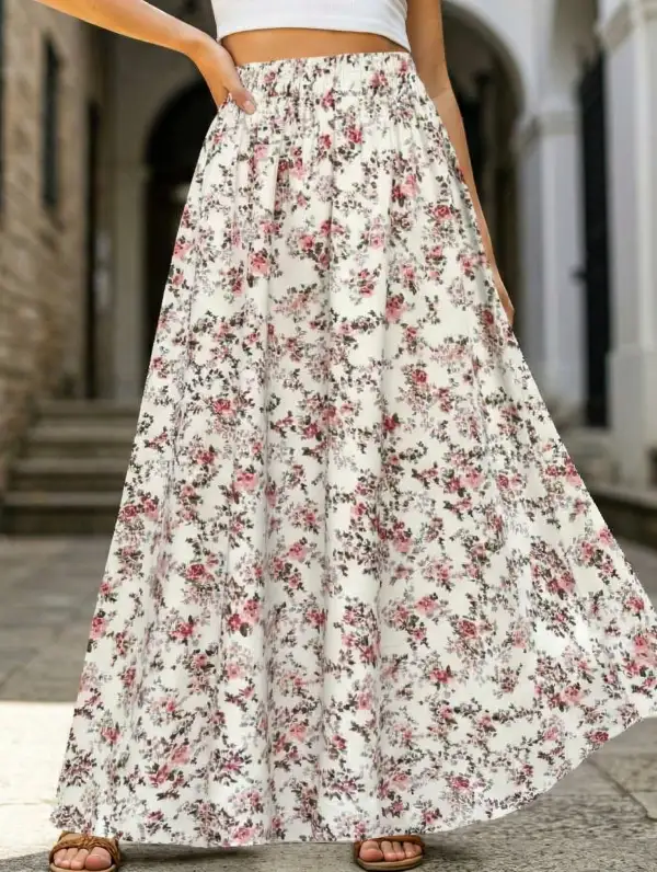Elegant Printed Midi Skirt