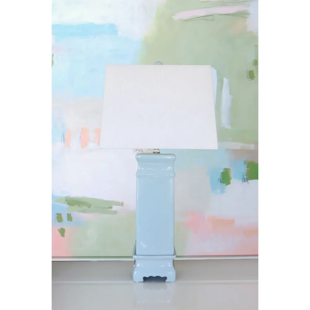 Pagoda-Form Porcelain Square-Shade Lamp