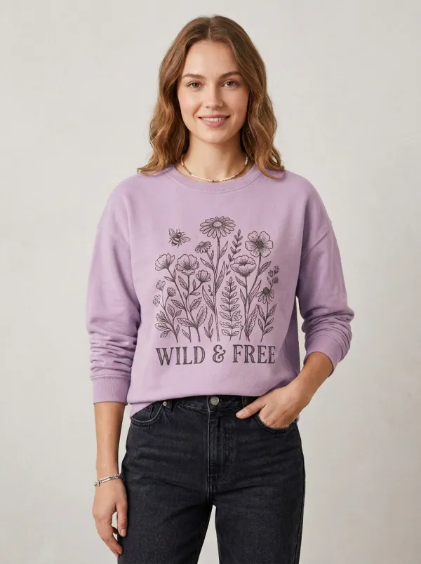 Wild And Free Nature Lover Floral Bee Sweatshirt