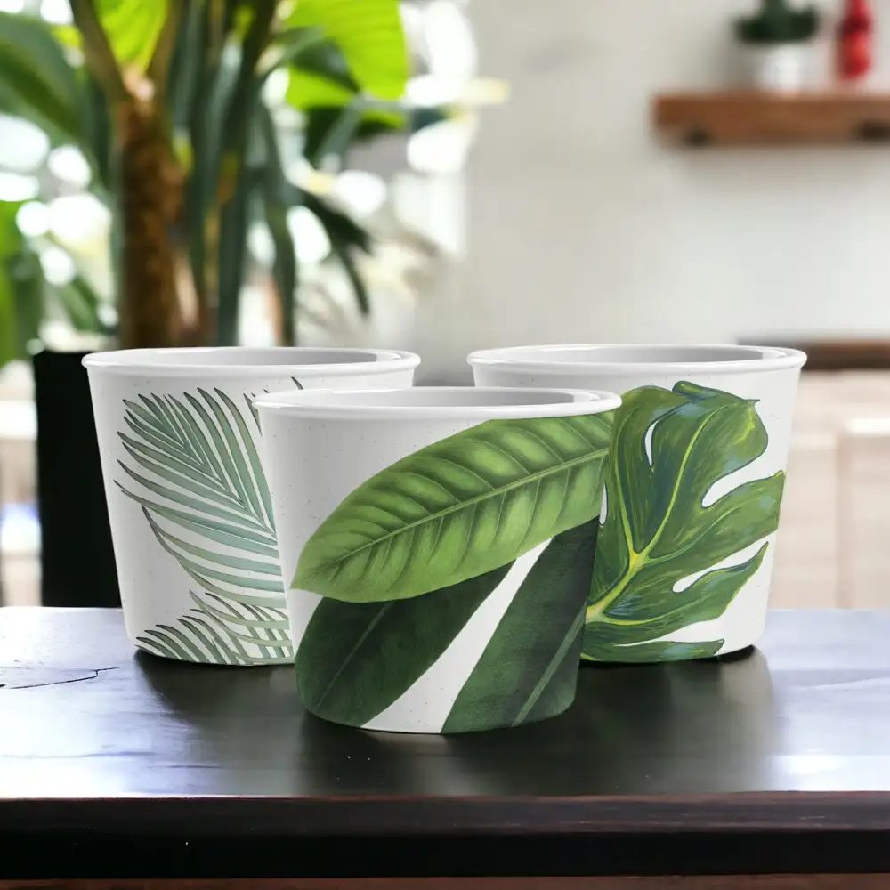 Floral Palm Melamine Ice Cream Nibbles Bowls