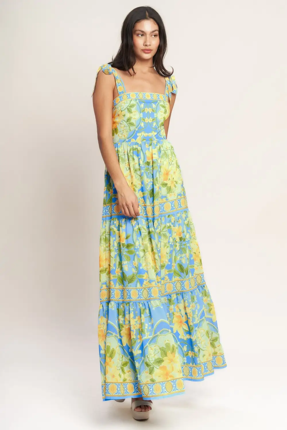Classic Tiered Printed Maxi Dress