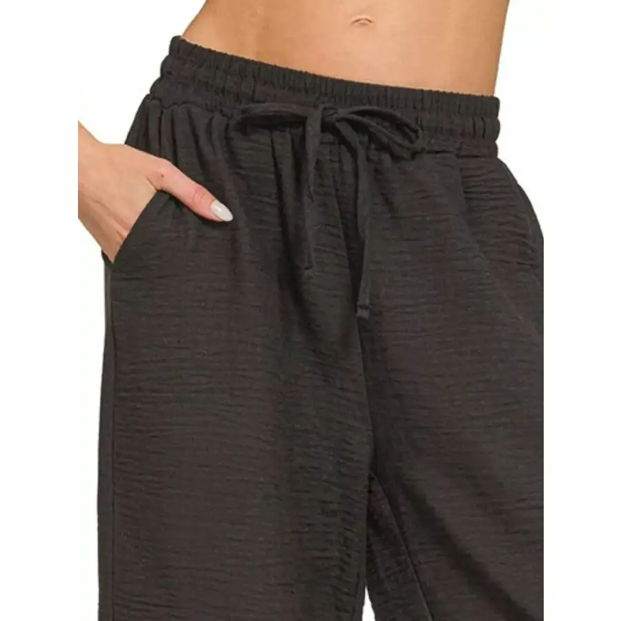 Woven Crepe Elastic Band Pants