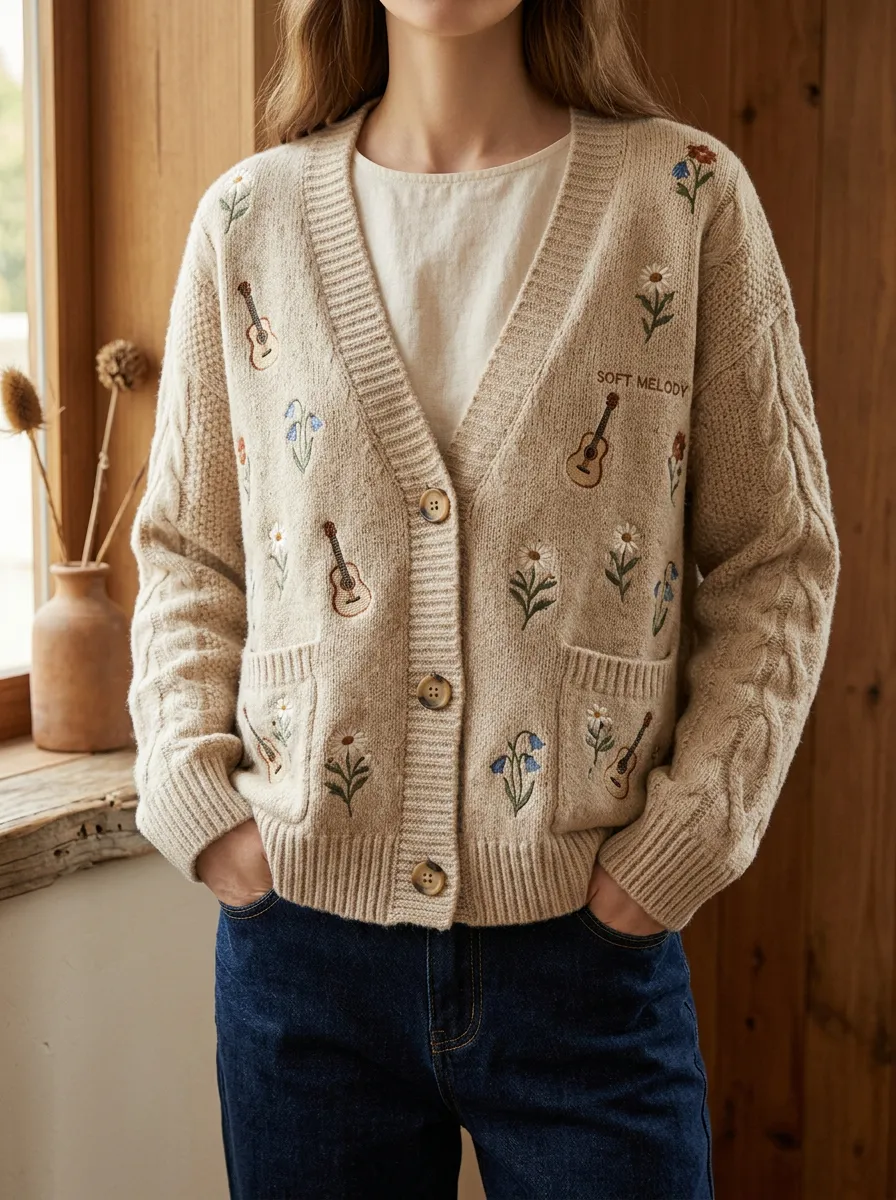 Embroidered Country Music Cardigan