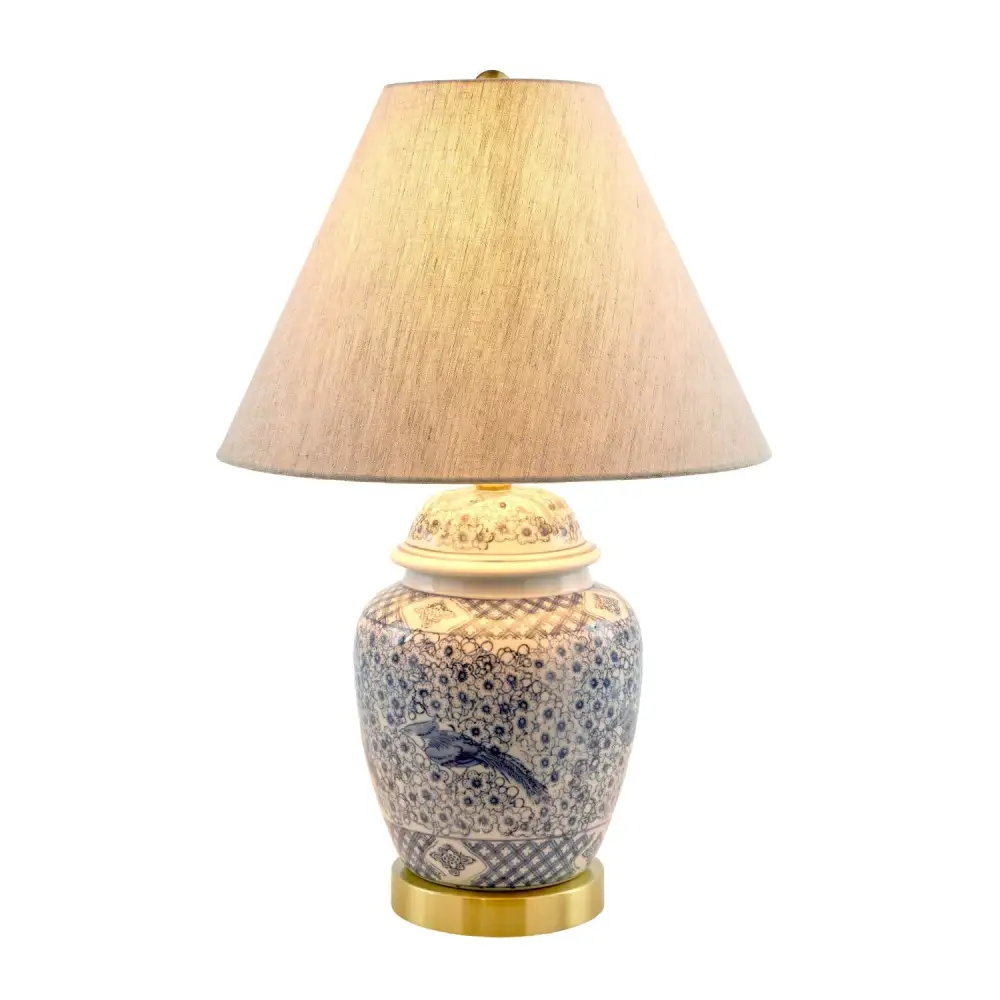 Floral Print Ceramic Table Lamp