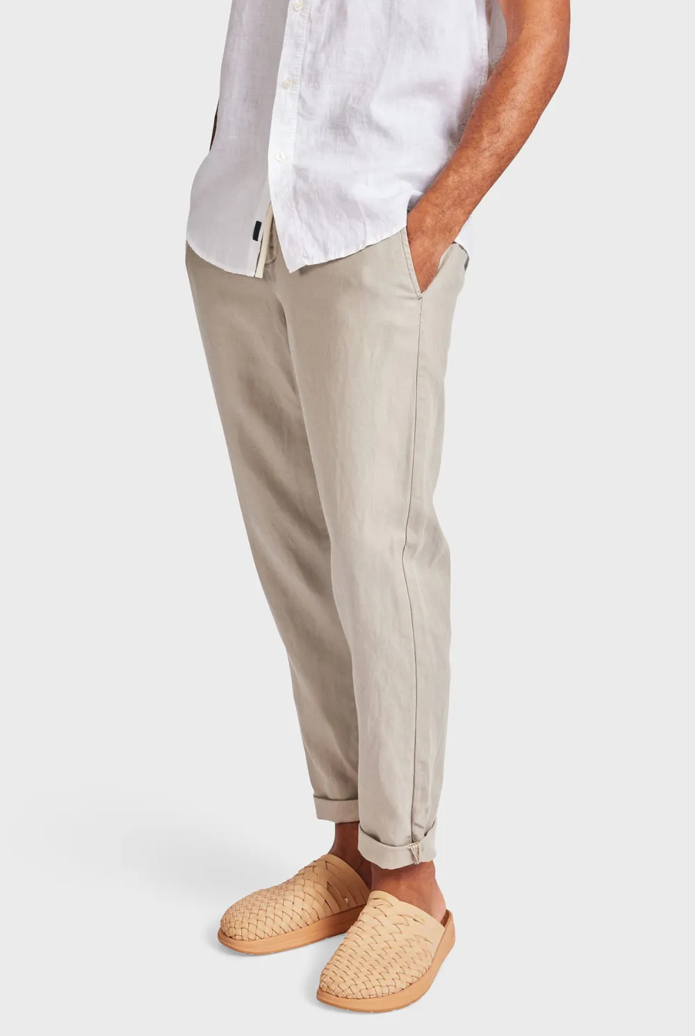 Casual Drawstring Waist Cotton Blend Trousers