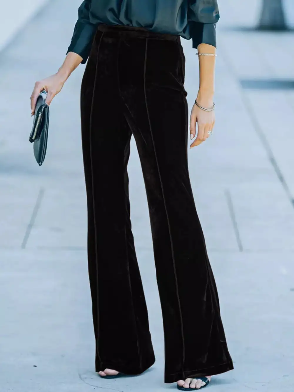 High Waist Wide Leg Velvet Pants