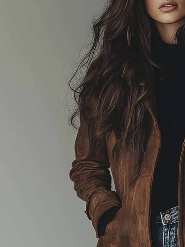 Suede Vintage Boho Trench Coat