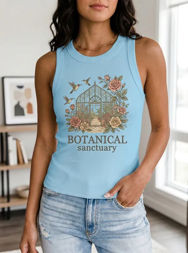 Botanical Sanctuary Greenhouse Hummingbird Tank Top