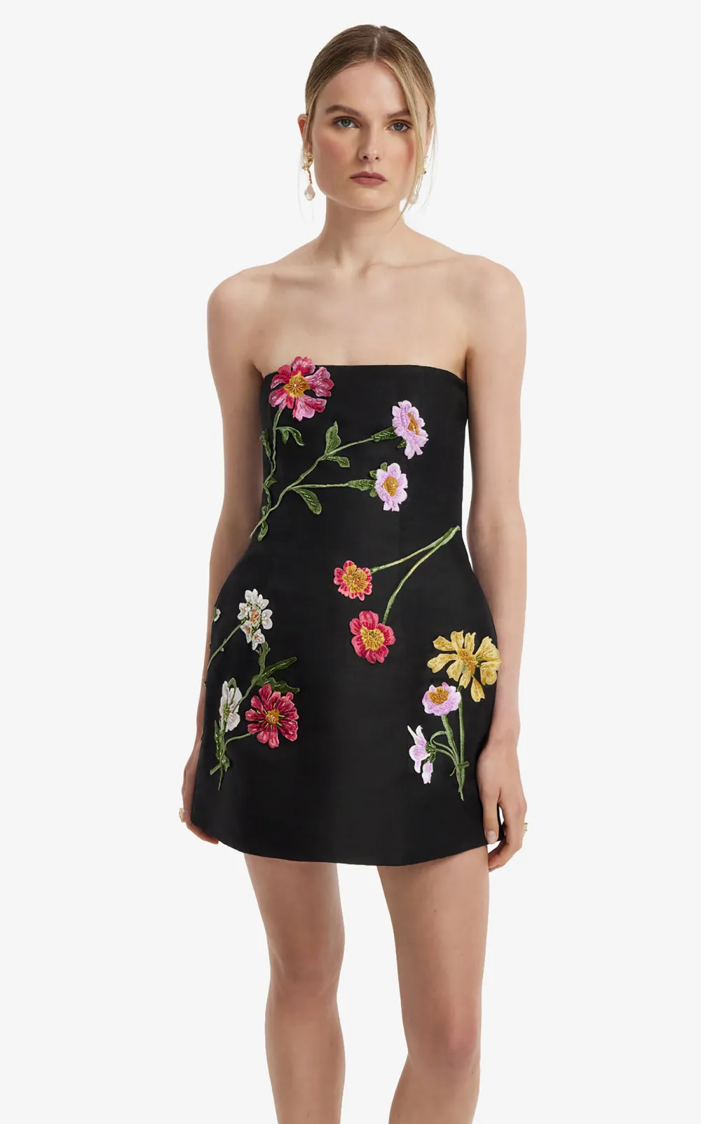 Sabina Printed Elegant Mini dress In Black