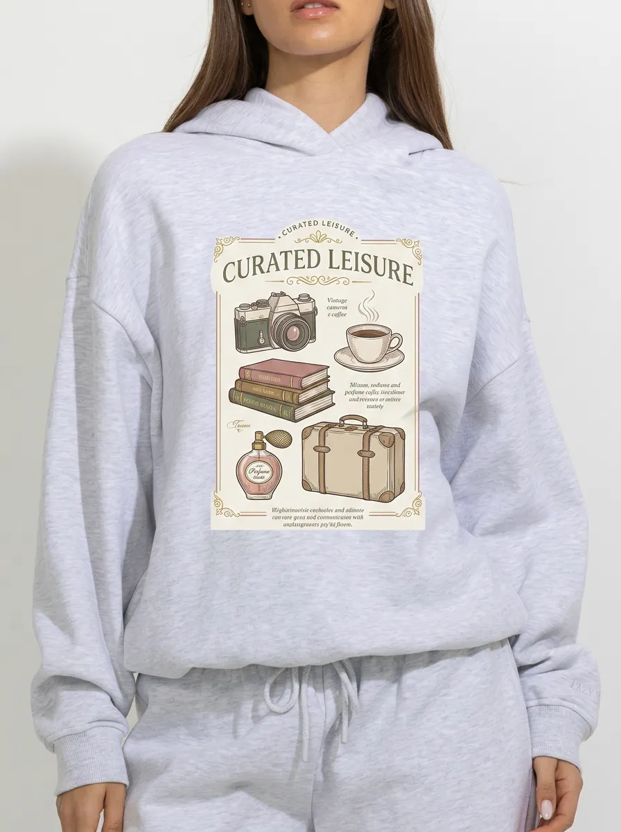 Women's Vintage Aesthetic Camera Coffee Book Printed Hoodie