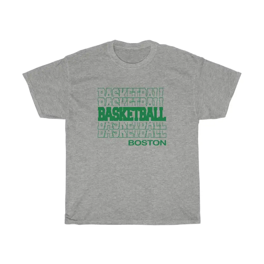 Basketball Boston in Modern Stacked Lettering (Green)